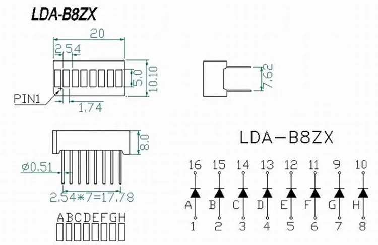 5pcs New 8-Segment Red Color Bar LED