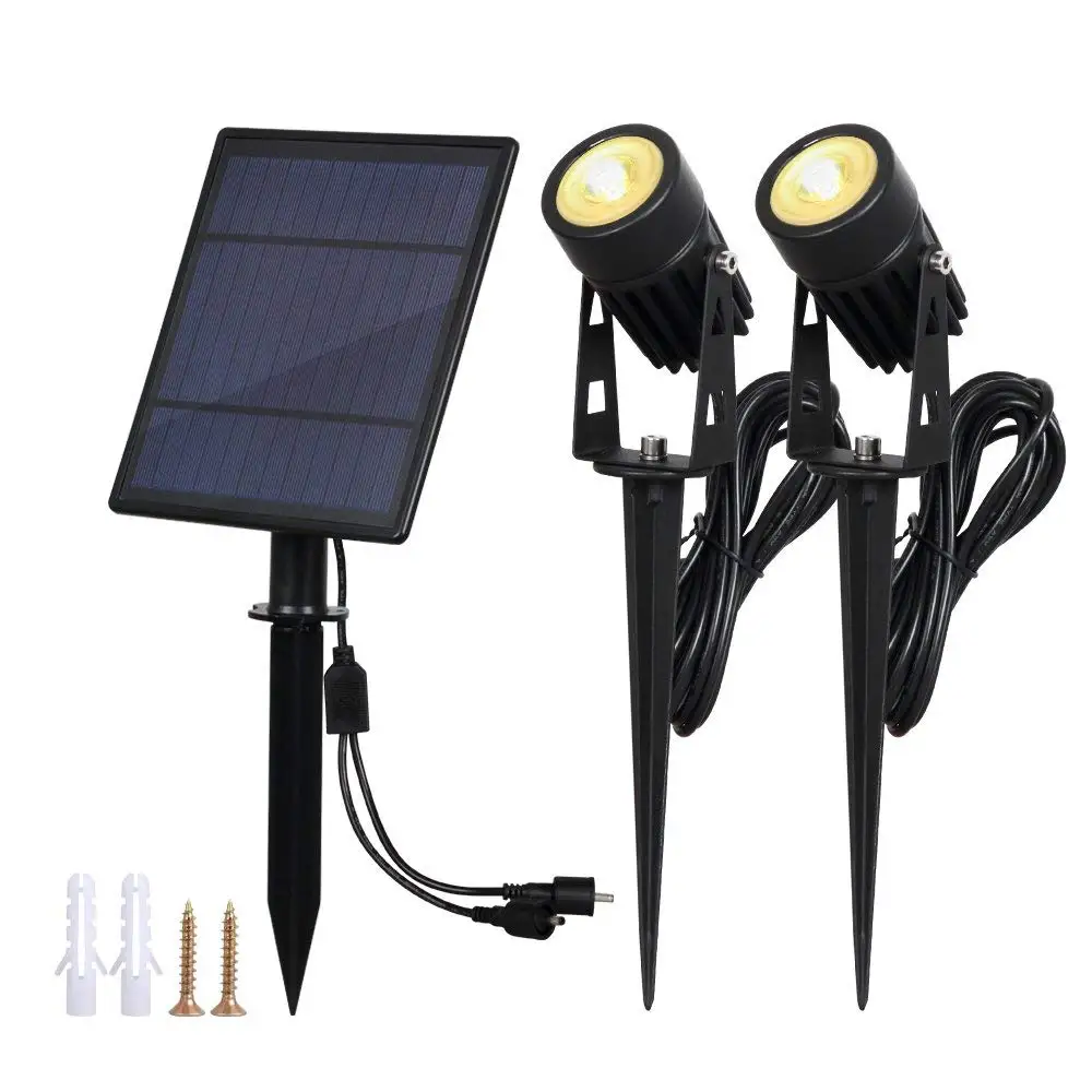 T-SUN 2W Solar Powered Spotlights IP65 Waterproof Adjustable Garden Lamp Landscape Lamp for Tree Patio Yard Garden Driveway
