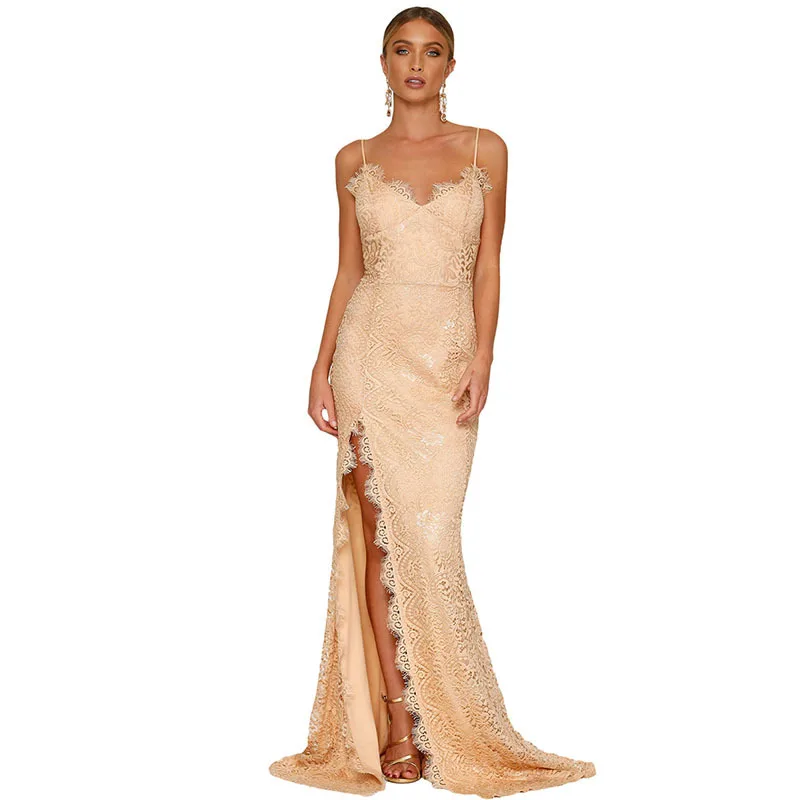

Evening Party Club Elegant Split Dress 2018 Women Dress Vestidos De Festa Womens Sexy Dresses Lace Long Evening Maxi Dress