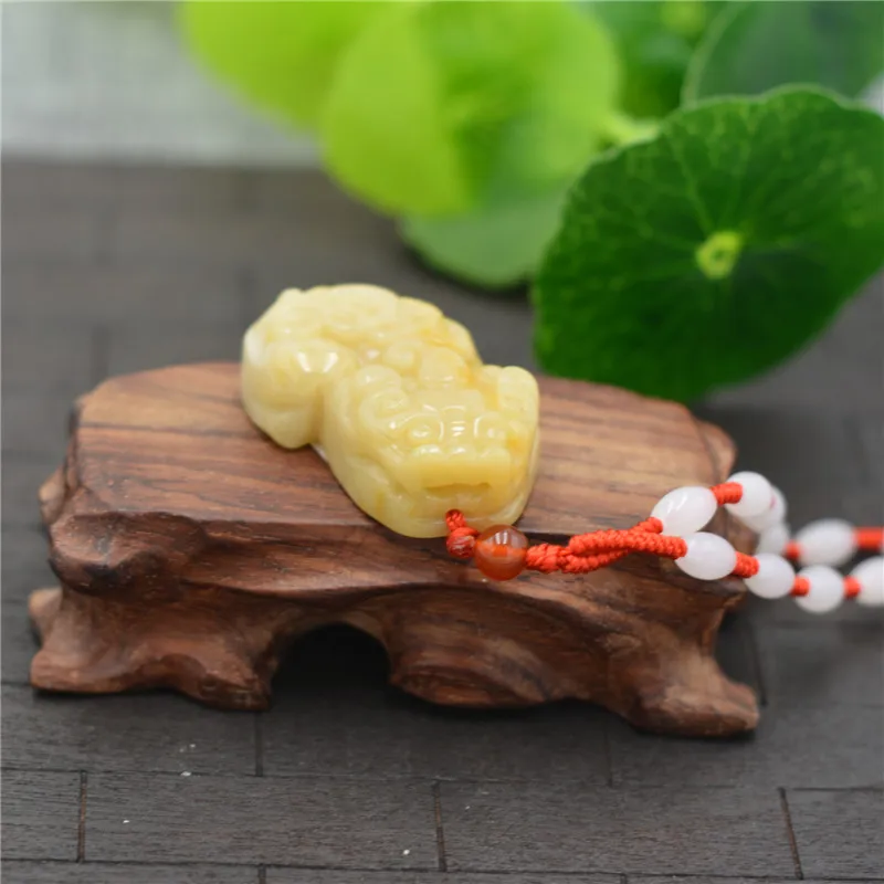 

New Natural HuangLong Stone Jades Pendant 3D Carved PIXIU Fortune Lucky Pendants Women Men's Amulet Jades Jewelry+Beads Necklace