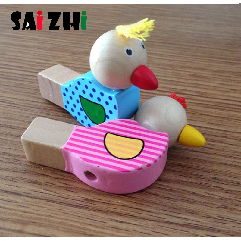 

Saizhi Children Kid Wooden Whistle Cartoon Funny Mini Bird Design Whistle Wooden Musical Toys Wooden Musical Instruments SZ1603