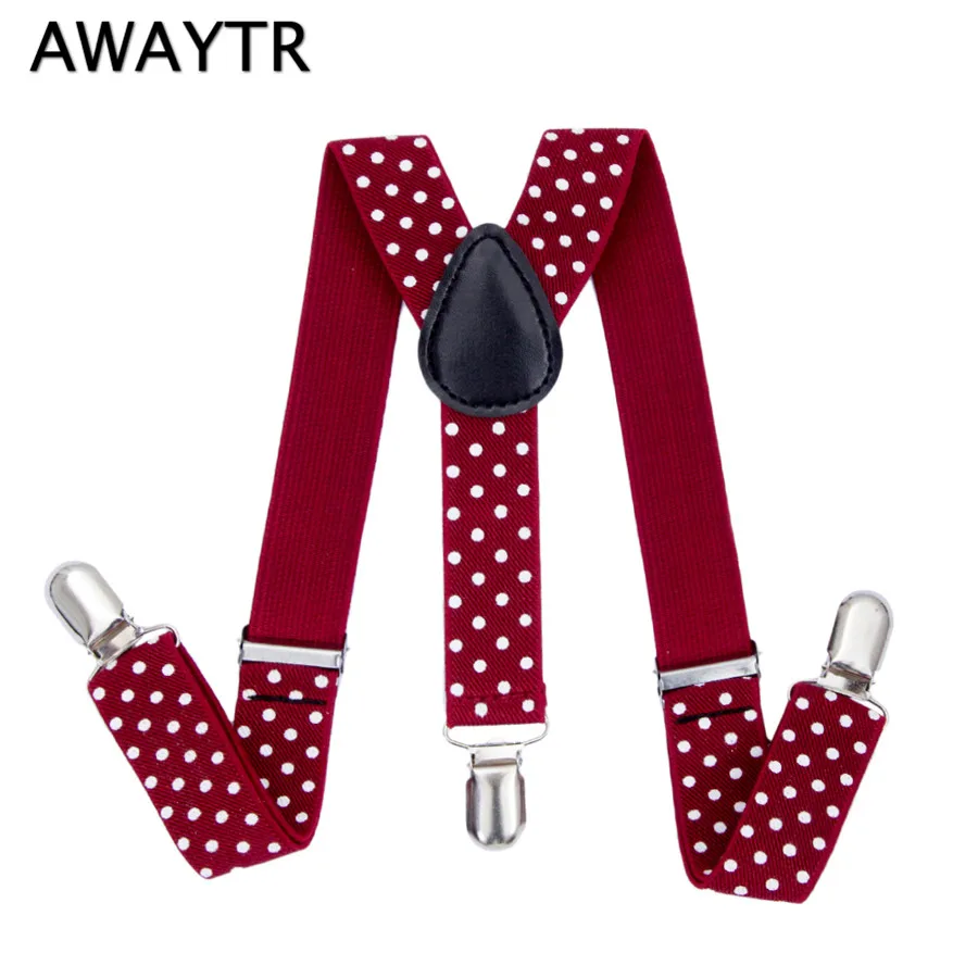 Детские подтяжки в горошек AWAYTR эластичные ремни 65 см 2017|suspenders for kids|red suspenderssuspenders