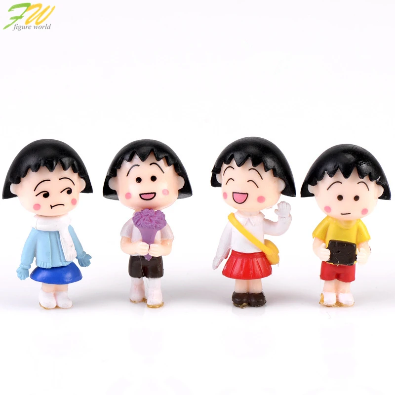 

(4pcs/lot) Chibi Maruko chan miniature figurines toys cute lovely Model Kids Toy 3cmPVC japan anime children action figure160353