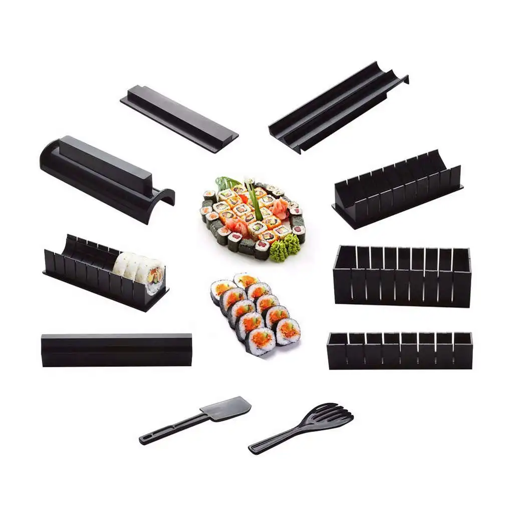 Ceny 10 fotki zestaw Diy do robienia sushi Onigiri formy ryżu formy zestawy kuchenne akcesoria bento narzędzia połączenie rolki kulka ryżu narzędzie