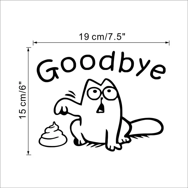 

cute black cat say goodbye toilet wall decals bathroom shop window car tank home decor cartoon animal stickers vinyl mural art
