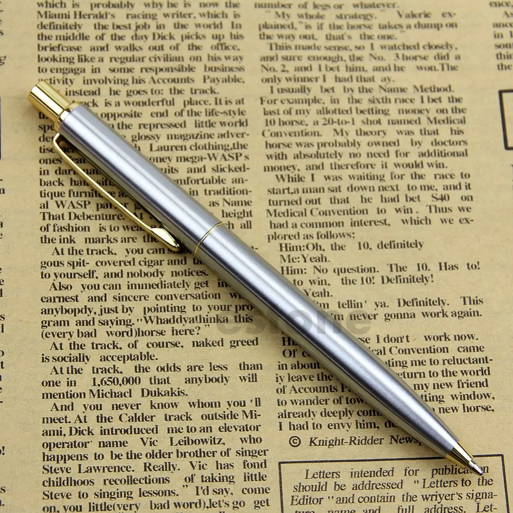 1 шт. BAOER 37 нержавеющая сталь Шариковая ручка серебро+ золото стабильное чувство и плавно