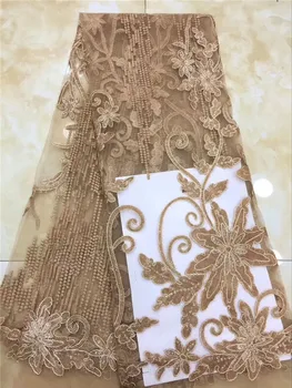 

Latest apparel French tulle material embroidery net lace fabric for making dress PNZ820(5yards/lot)