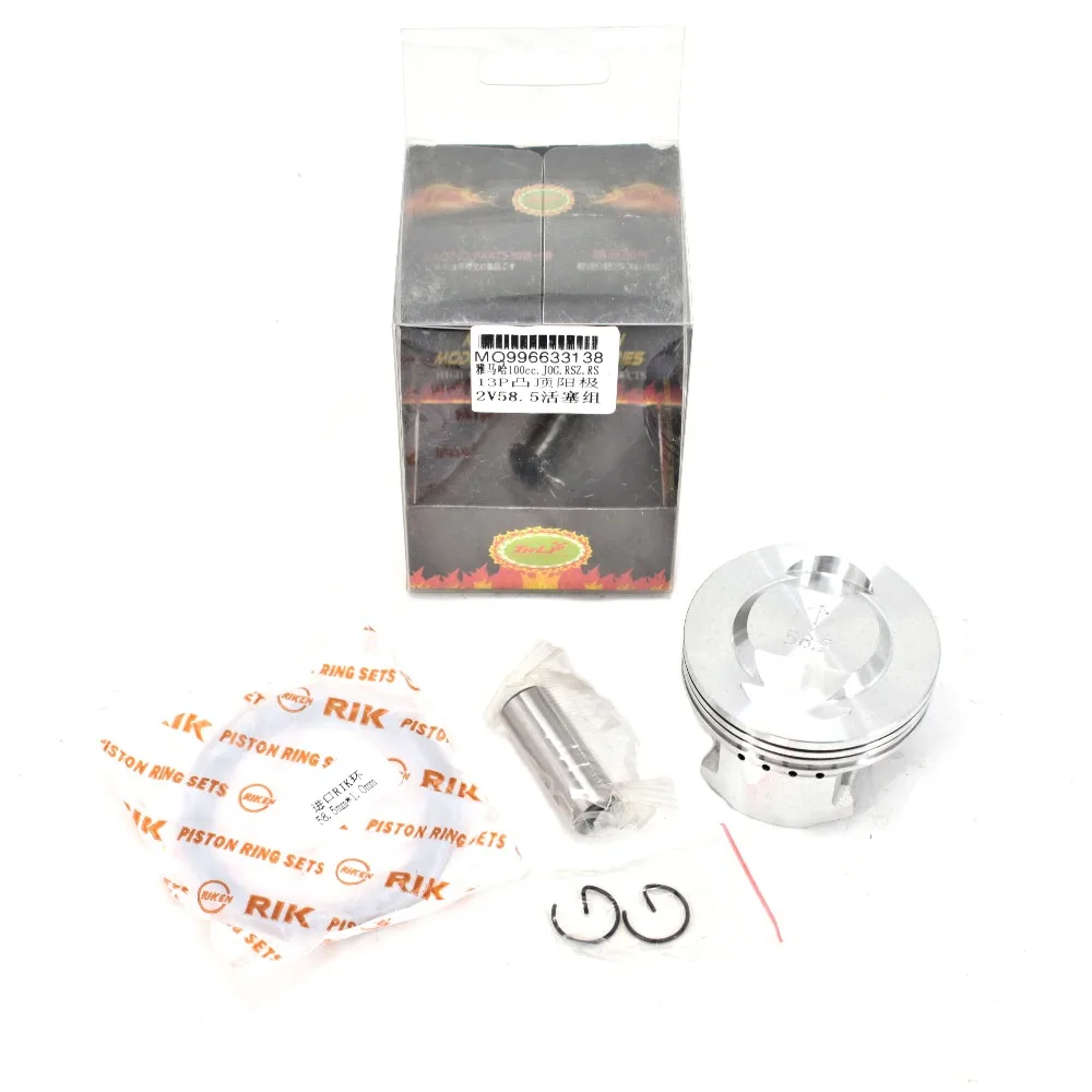 

Piston kit, 58,5mm, 13P, for RS100,RSZ100,JOG100, 2 valve, piston set high-quality piston,rings, for YAMAHA, tuning, piston