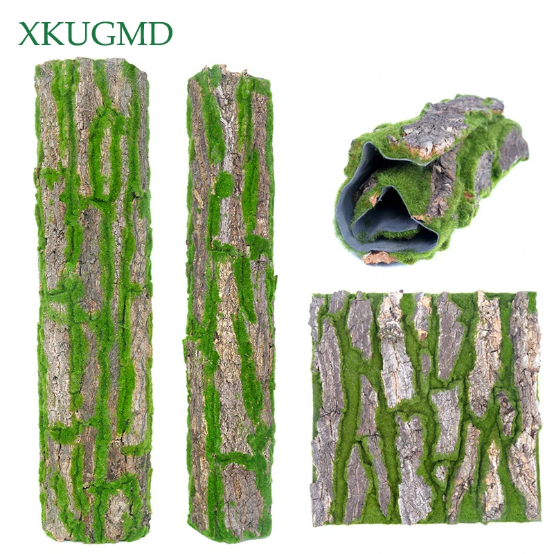 

Real Dried Pine Tree Bark with Artificial Moss for Indoor Water Pipe Pillar Cover Wrap Fake Plant Vine Flowers DIY Decoration