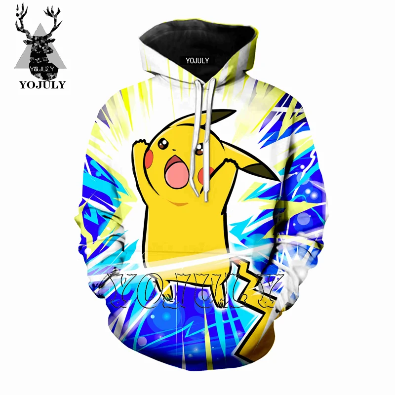 

YOJULY Fashion Men/Women 3D Print Hoodies Unisex t shirt Sweatshirt Vest Streetwear Pullover Anime Harajuku Pikachu T-shirt AP94