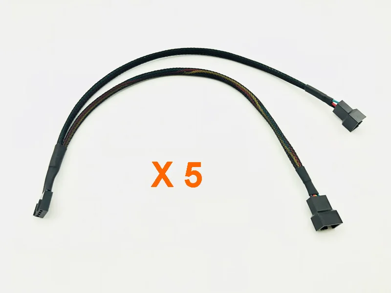 

5PCS Computer PC Fan Cable 4Pin Female Y-Splitter to Dual 3/4 Pin Male Motherboard Fan Connect Splitter Power Cable Adapter 30CM