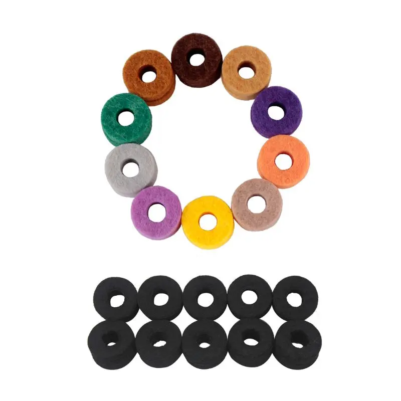 

1 Set Cymbal Felt Washer Pad for Drum Set Black 10pcs