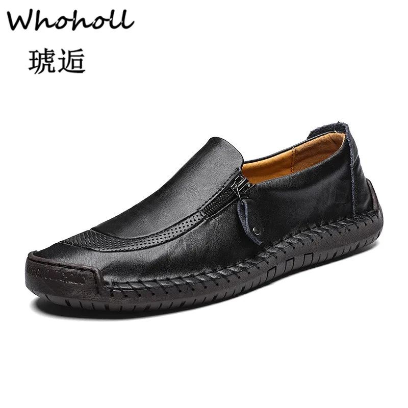 

Genuine Leather Men Casual Shoes Luxury Brand 2019 Mens Loafers Moccasins Breathable Slip on Black Driving Shoes Plus Size 38-48