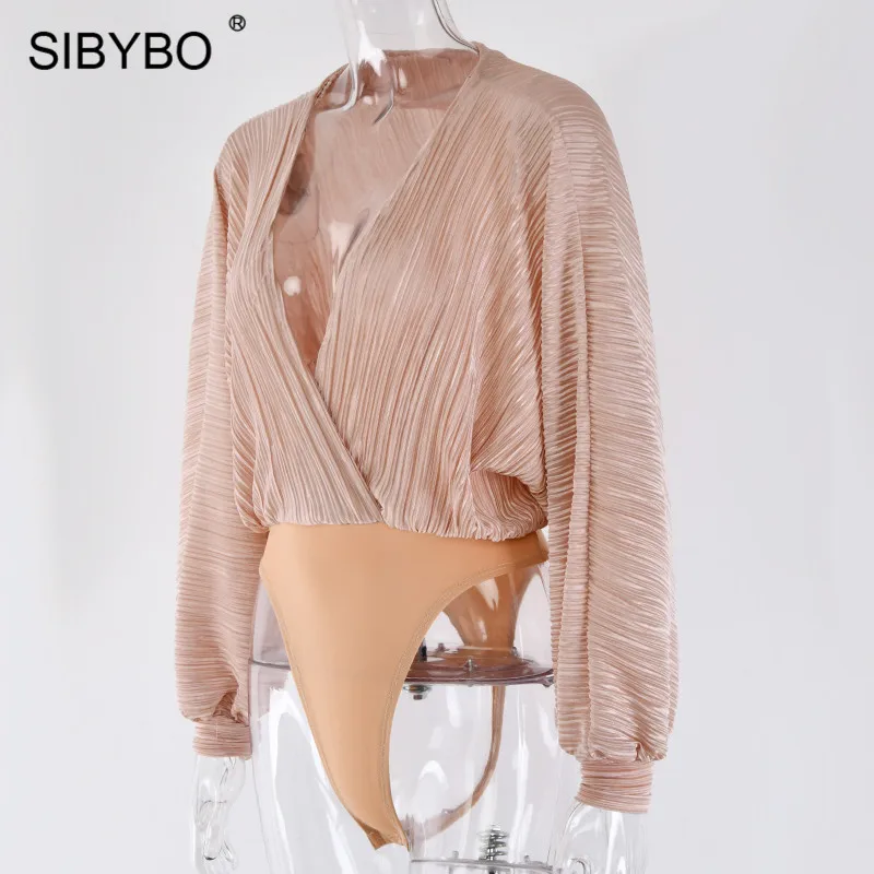 Sibybo, сексуальный комбинезон с глубоким v-образным вырезом в стиле пэчворк, женский модный Свободный комбинезон с длинным рукавом, Осенний повседневный комбинезон, комбинезон