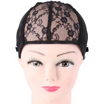 

1pc Double Lace Wig Caps For Making Wigs And Hair Weaving Stretch Adjustable Wig Cap Hot Black Dome Cap For Wig Hair Net