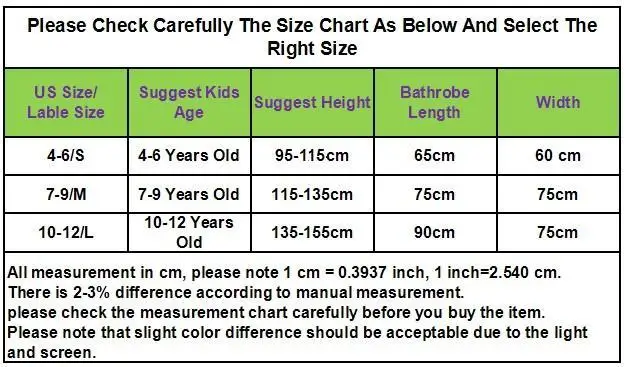Child Bathrobe Hooded Cartoon Pullover Beach Towel Robe SIZE