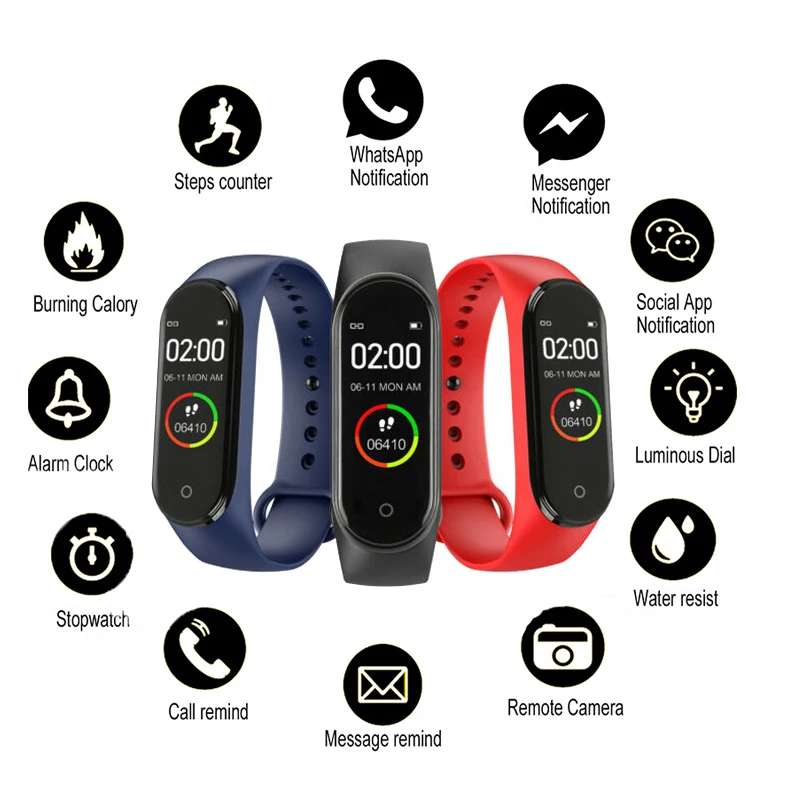 

Color Screen Smart Bracelet Heart Rate Blood Pressure Fitness Tracker Mileage Bluetooth Sports Waterproof Men and Women Bracelet