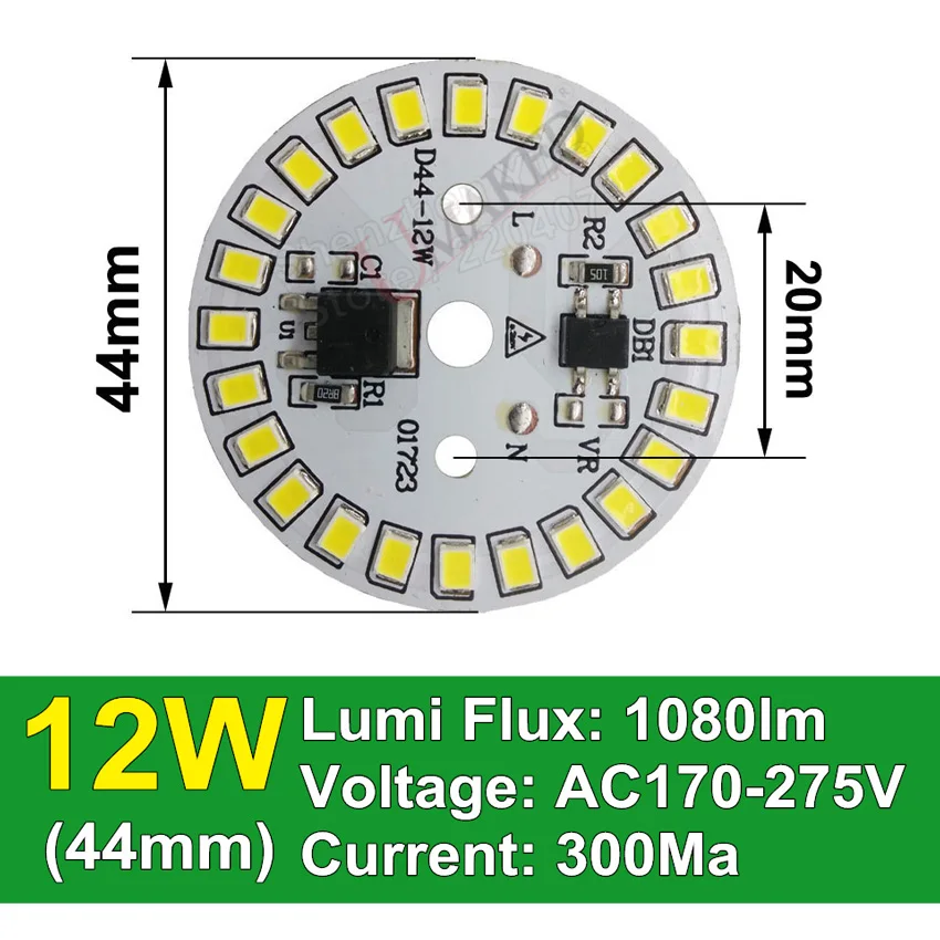 9 Вт 40 мм 810lm AC 220 В светодиодная печатная плата со встроенным IC драйвером для лампы светильник, теплый белый/белый без водителя алюминиевая пластина - Испускаемый цвет: 12W 44mm