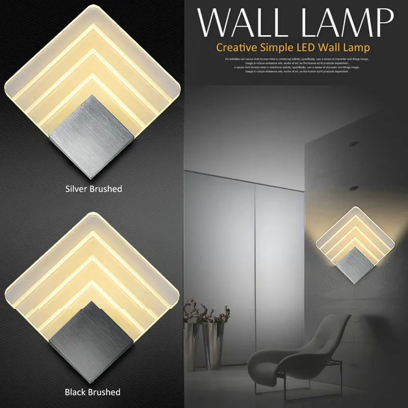 

Artpad 5W Acrylic LED Aluminum Contemporary Wall Lights Square Lights Corridor Hotel Bedside Art Bedroom Wall Lamp LED 110V-220V