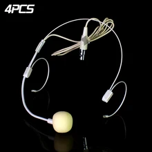 4Pcs Beige Mini XLR 3 Pin TA3F Headworn Headset Microphone Condenser Mic For SAMSON Synth 7 UB7 UR7 PXD2 FM Wireless Transmitter