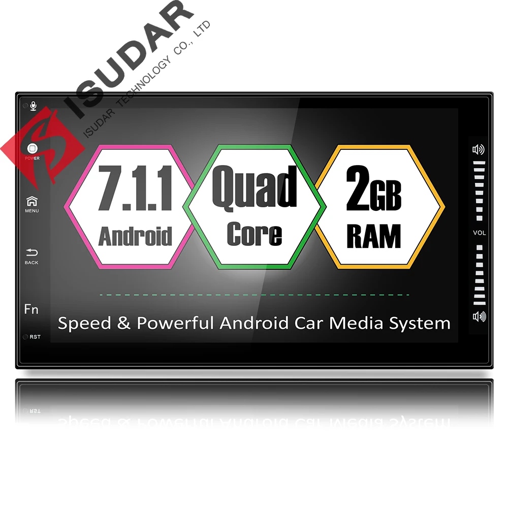 Isudar Автомагнитола 2Din с Сенсорным 7 Дюймовым Экраном На android 7.1.1 Для Автомобилей