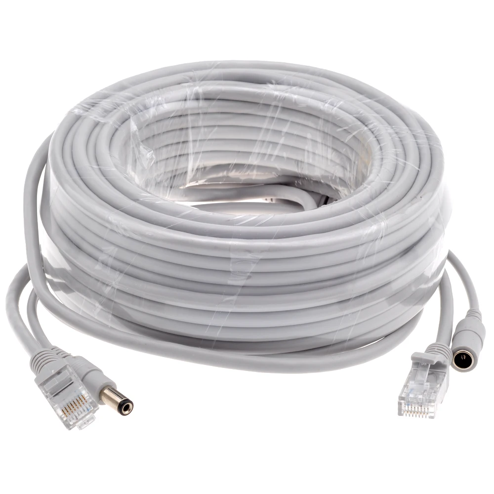 Ip камера 5 м/10 м/15 м/20 м/30 м Ethernet RJ45 кабель CAT5/CAT 5e + DC серые кабели питания для IP