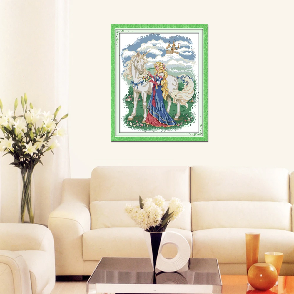 Набор для вышивки Белая лошадь и принцесса|joy sunday|cross stitch christmaschristmas cross |