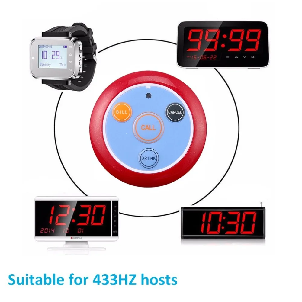 

SECRUI F64 433MHz Restaurant Pager Wireless Waiter Calling System Call Button Pager Four-key For Restaurant Equipment Cafe