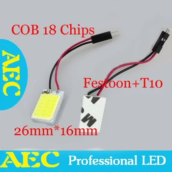 

HK Post free 100pcs 3W 26*16mm COB Festoon T10 Dome Panel Light 18 chips Car Reading Interior Light DC12V White