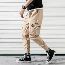 Однотонная многокарманная модная уличная одежда по щиколотку мужские брюки повседневные военные рабочие брюки-карго в мужских штанах 5XL