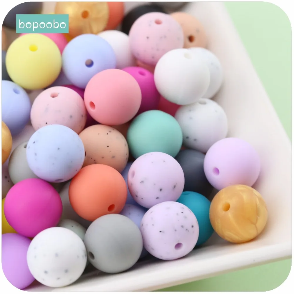 Bopoobo رعاية الطفل اكسسوارات سيليكون الخرز 12 ملليمتر 10 قطعة الغذاء الصف عضاضة DIY مجوهرات سرير لعبة التمريض سوار الطفل عضاضة للأسنان