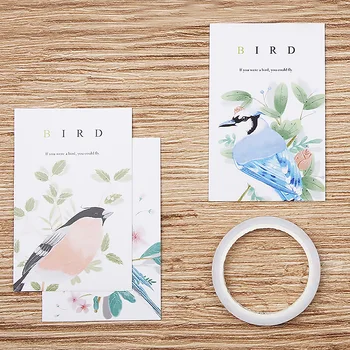 

multi-use 5.2*8cm 54pcs Mini Card spring bird water color design Scrapbooking party invitation DIY Decor gift party card