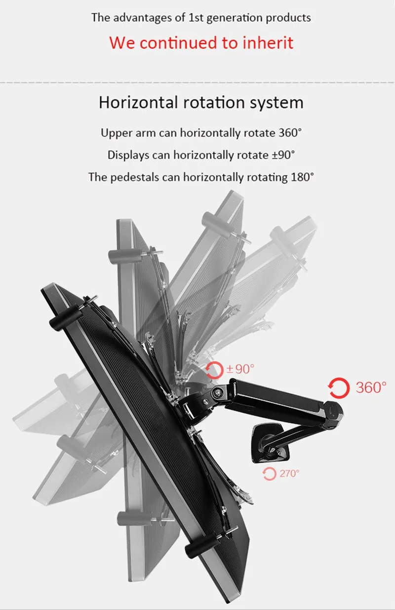 Настольный полный движения газовая пружина ЖК-монитор держатель компьютера вращающийся дисплей кронштейн для 1"-27" Максимальная поддержка 9 кг Вес