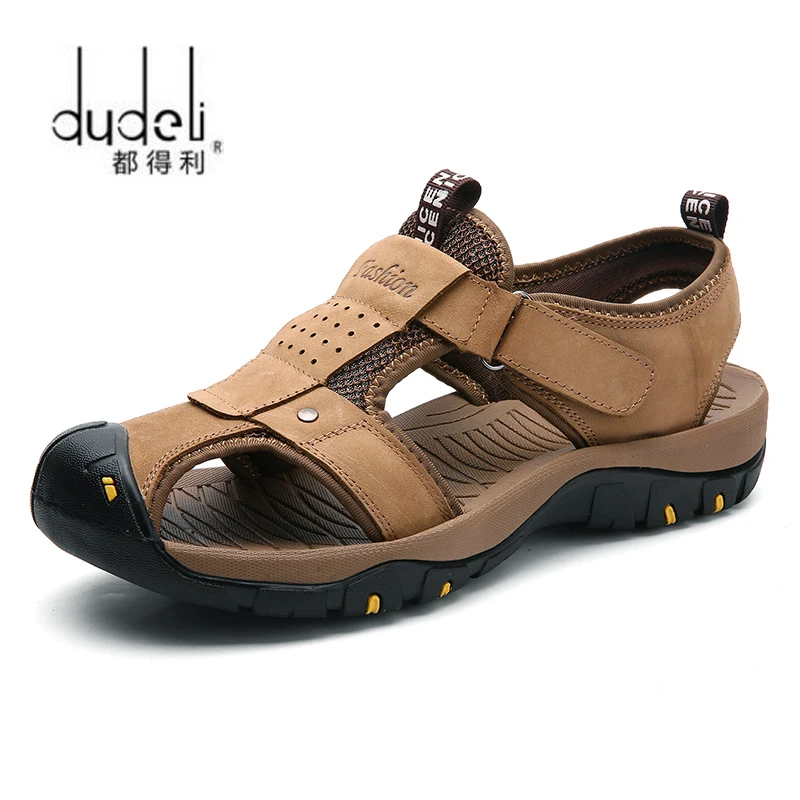 

DUDELI Men Leather Sandals Fashion Soft Business Casual Shoes High Quality Man's Summer Beach Shoes Male Breathable Flat Shoes