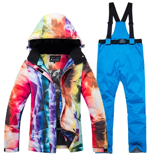 Four SIize, уплотненный Водонепроницаемый женский лыжный костюм, супер теплый, для альпинизма, катания на лыжах, зимняя куртка+ штаны, уличные комплекты для сноуборда - Цвет: jacket and pant