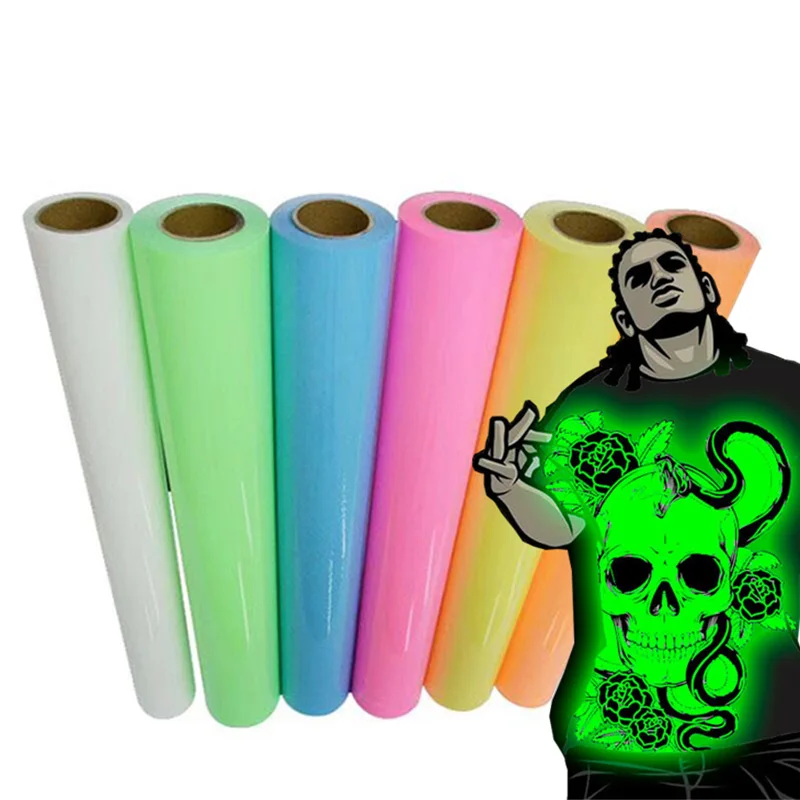 

25cm*25cm Color luminous film, heat transfer film T-shirt Glowing at dark night Printing crop number patterns for sportswear