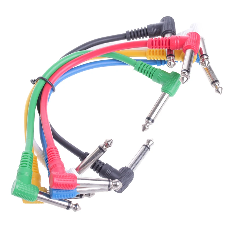 

6Pcs/Set Colorful Angled Plug Audio Leads Patch Cables For Guitar Pedal Effect L15