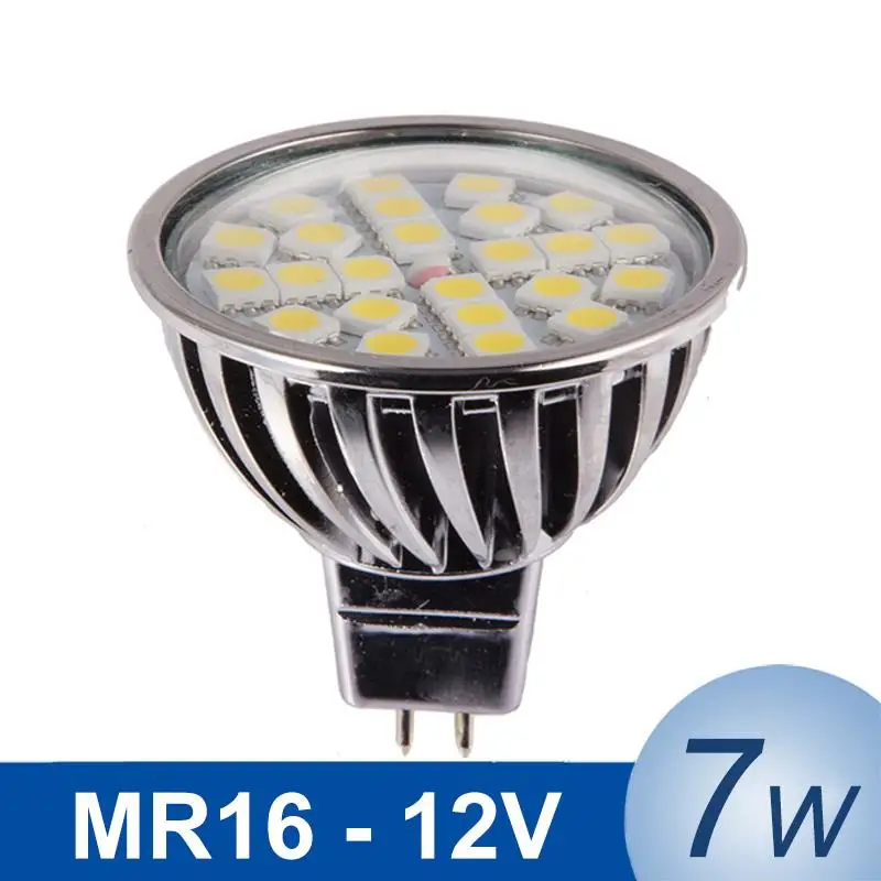 Светодиодная лампа MR16 6 шт./лот 7 Вт 12 В с регулируемой яркостью SMD5050 алюминиевый