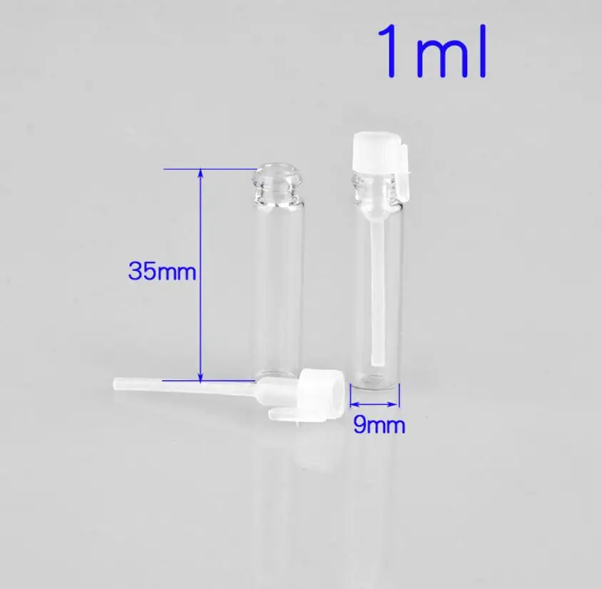 Оптовая продажа 1 мл прозрачный стеклянный флакон духов Мини-образец бутылки косметический образец упаковки контейнер