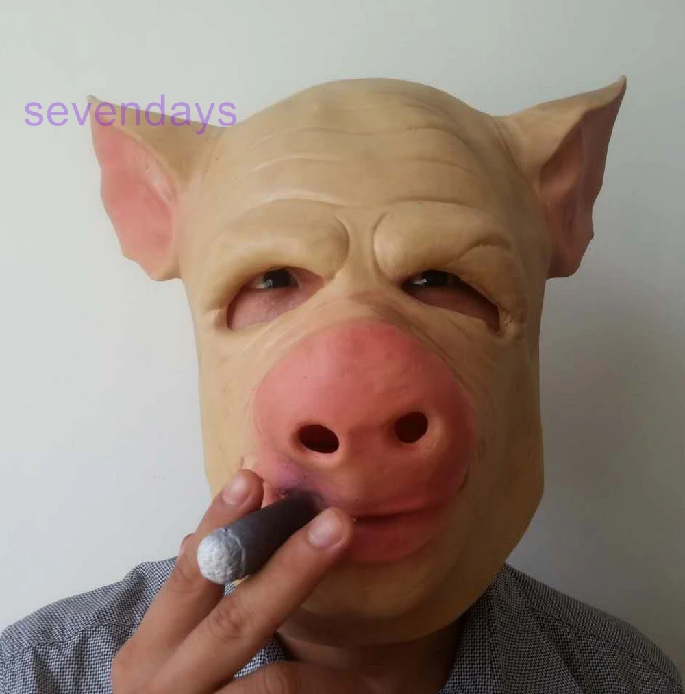 Saw Adult Animal Scary Masks Pig Head Halloween Party for Full Cosplay Costume Funny Moive Smoking Mask Tools toy | Дом и сад