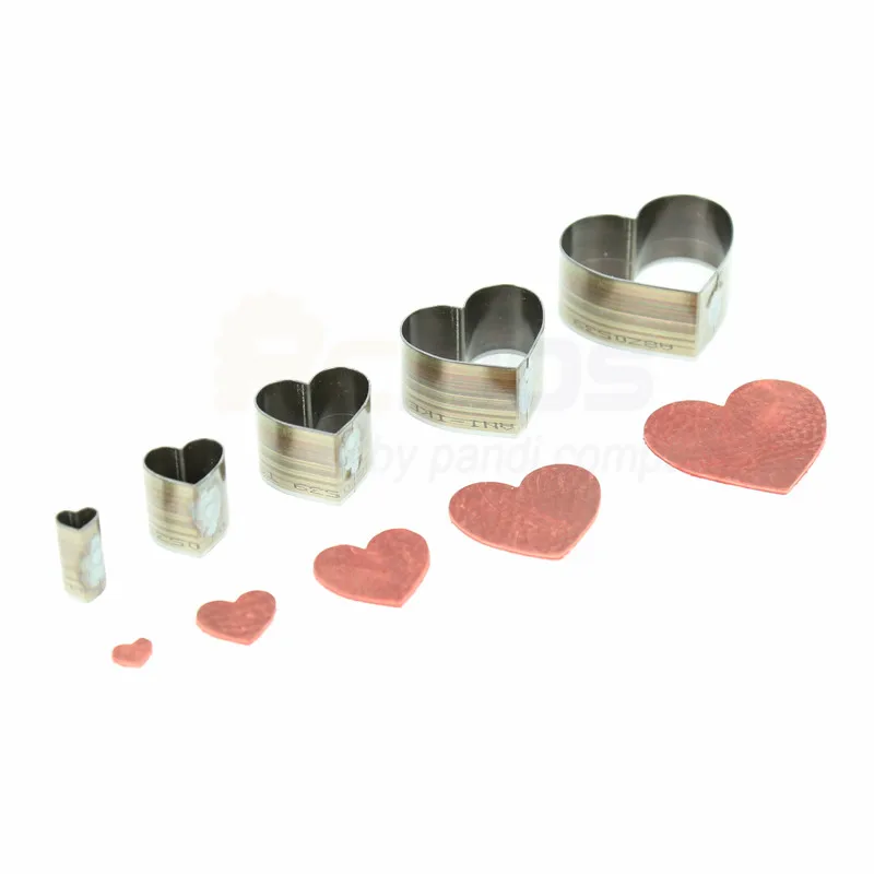 

RCIDOS DIY Vegetable tanned leather Heart shape die cutter,photo paper love heart-shap cutting mold,5pcs 10/20/30/40/50mm