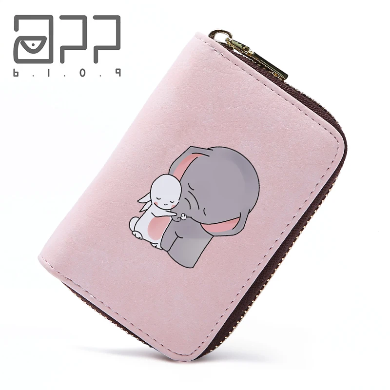 

APP BLOG Cute Cartoon Rabbit And Elephant Design Women Zipper Credit Card Holder Patent Fashion Extendable Bank Card Money Bag