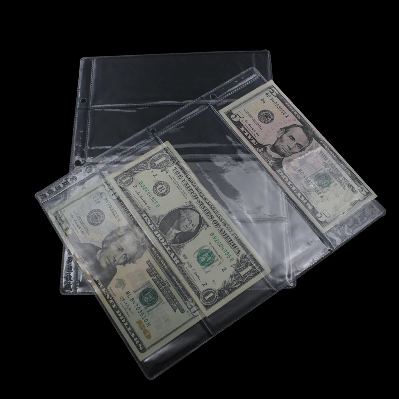 10 страниц/лот 4 единицы/бумажные страницы альбом для монет ПВХ сбор бумажных денег держатели бумажные деньги Обложка альбома