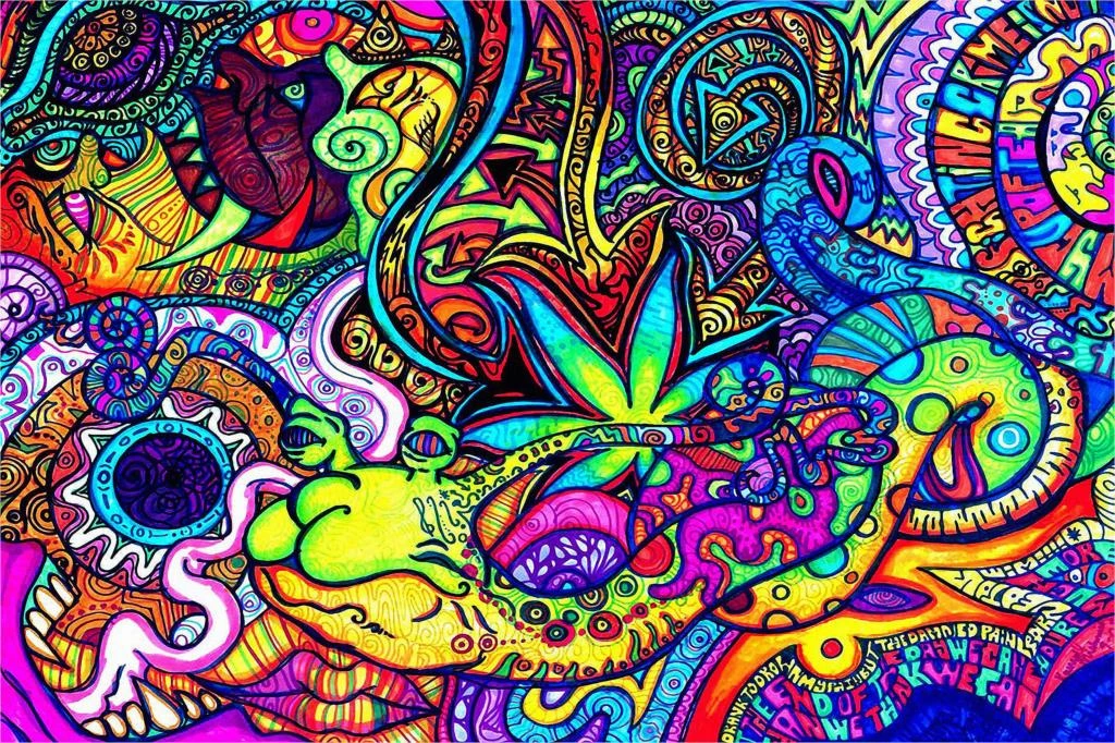 Psychedelic Trippy art poster wall frame Posters and print silk fabric