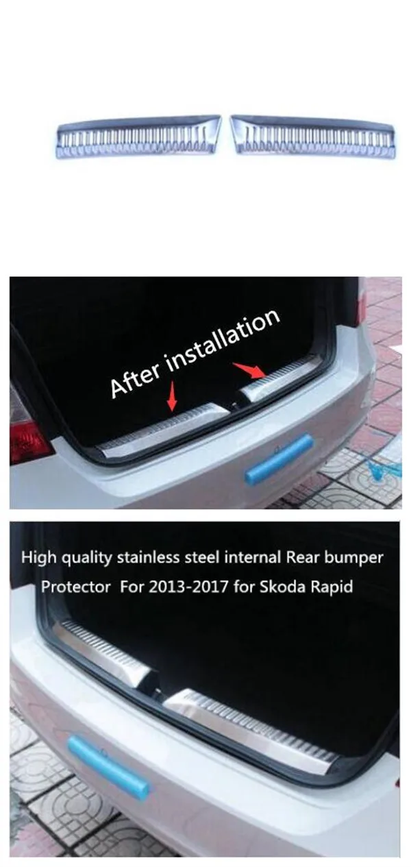 Высокое качество нержавеющая сталь Внутренний Задний бампер протектор для 2017-2013 для Skoda Rapid