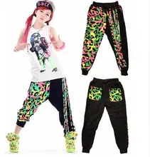 2017 Réel Vente Bas Marque De Mode Enfants Adulte pantalons de Survêtement Gland Costumes Néon Couleur Harem Femelle Pantalon Hip Hop Pantalon De Danse
