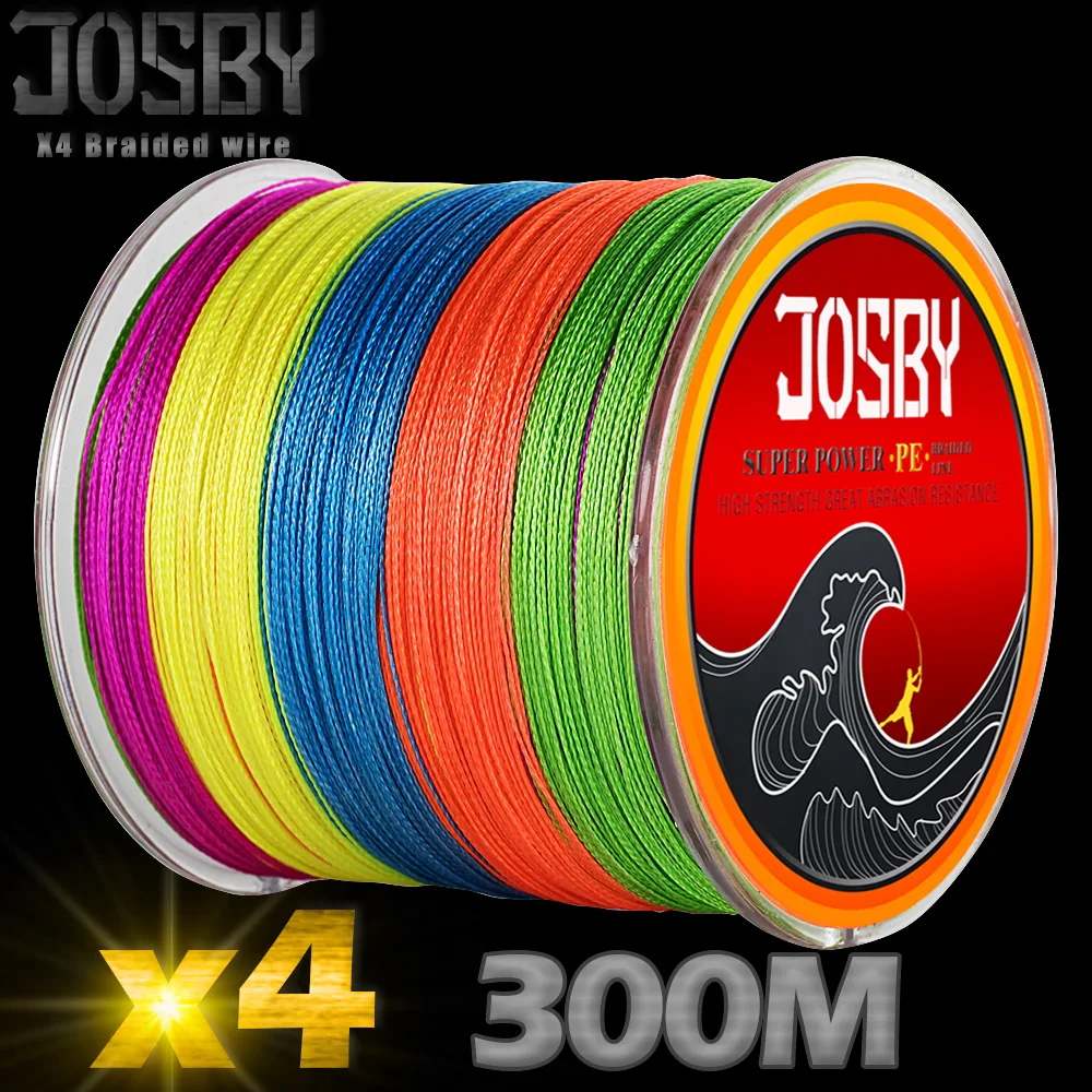 JOSBY 4 нити 300 м рыболовная плетеная рыболовная леска сильная многонитевая 4x плетеная проволока 6 8 10 20 30 40 80 100 фунтов ловля карпа