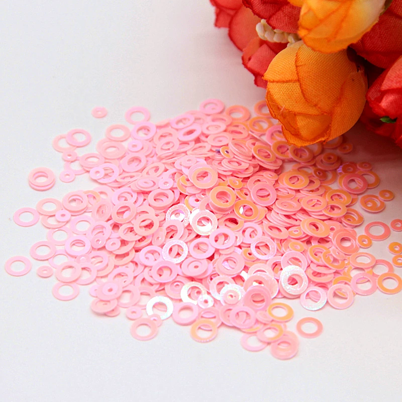 3 мм звезда точка Луна Форма Ab розовые свободные блестки набор глиттеров для дизайна ногтей маникюр шитье свадебные конфетти украшения 20 г - Цвет: Ring Circle AB Pink