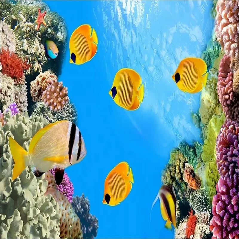 Фотообои 3D мультфильм подводный мир фрески ПВХ самоклеящиеся водонепроницаемые
