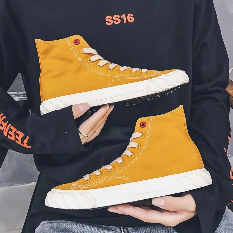 Fashion Sneakers High Top Men's Casual Canvas Shoes Breathable Comfortable Youth Classics All-match Four Seasons Shoes K2-47
